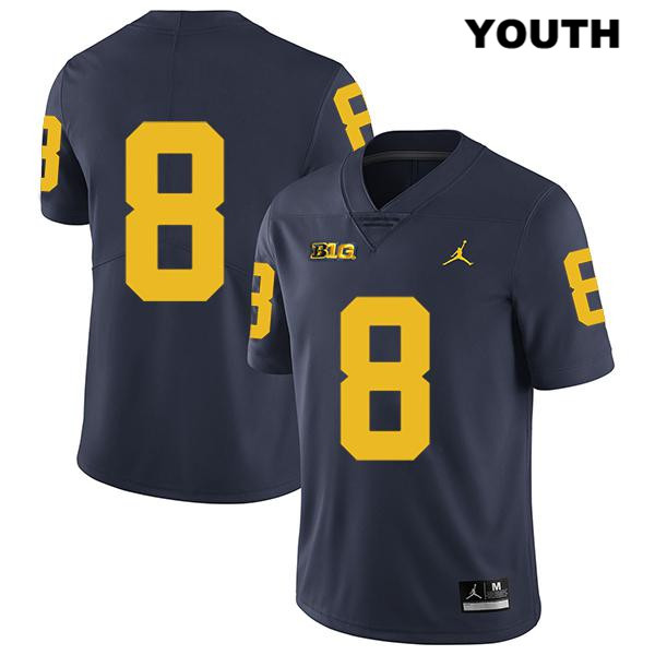 Youth NCAA Michigan Wolverines Ronnie Bell #8 No Name Navy Jordan Brand Authentic Stitched Legend Football College Jersey CC25F84HD